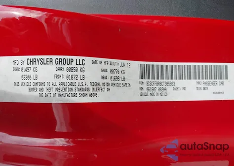 2012 Fiat 500 Sport z USA, uszkodzony, nr VIN 3C3CFFBR8CT385863